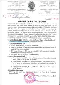 Communique Vancance Academique 2025